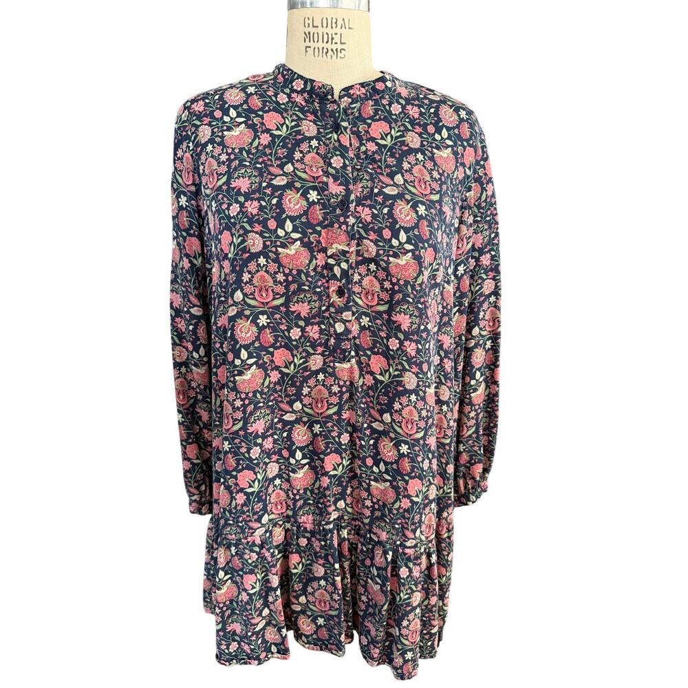 People Tree Drop Waist Liberty Floral Print Mini Dress US Size 10